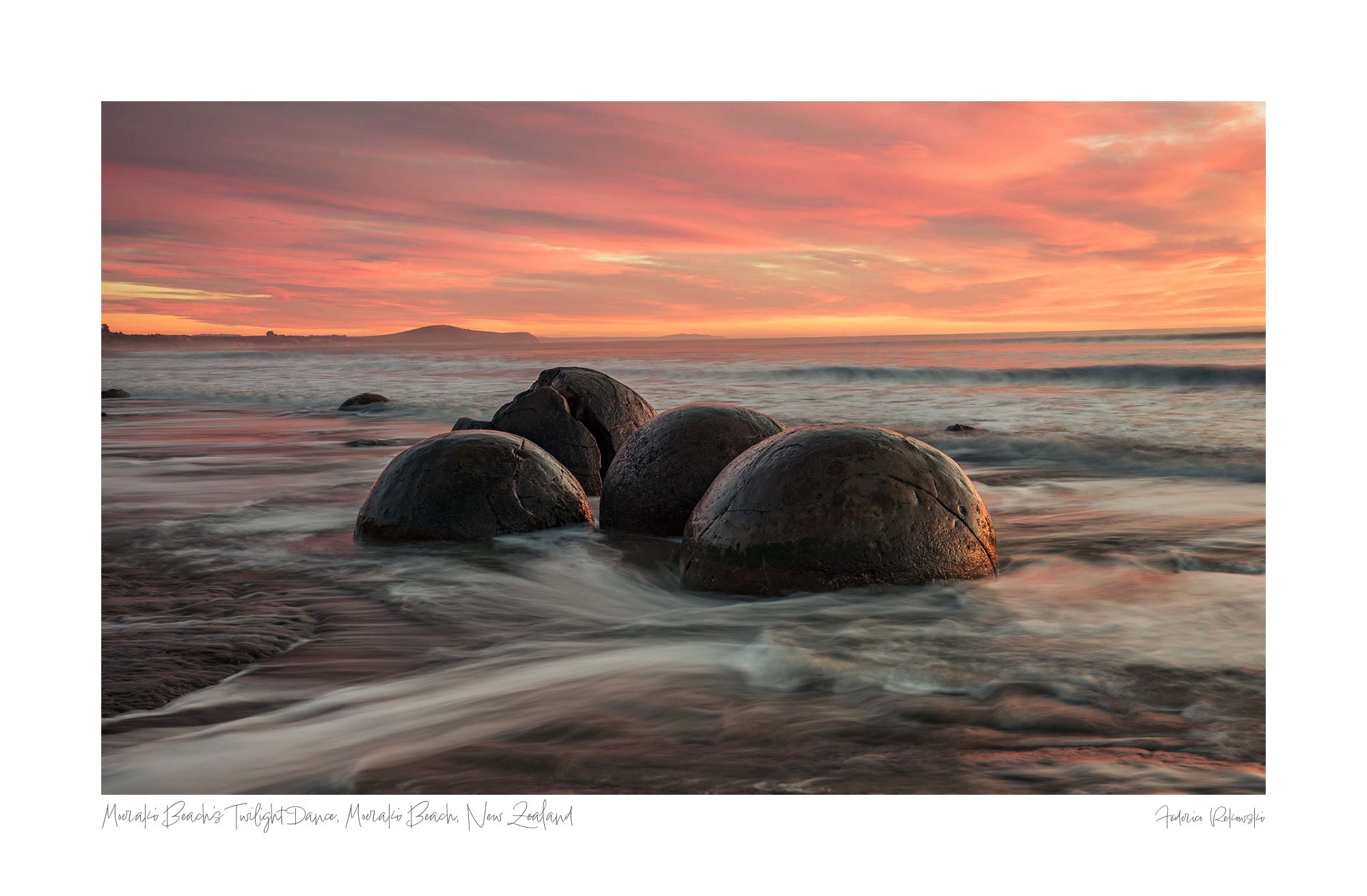 Moeraki Beach's Twilight Dance, Moeraki Beach, New Zealand